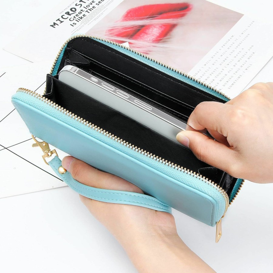 Badiya Wallets | Badiya Wallet For Women Leather Credit Card Holder Rfid Blocking Zip Around Phone Clutch Purse