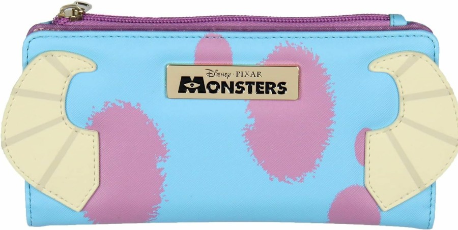 Bioworld Wallets | Disney Monsters Inc. Sulley 3D Horns Snap Closure Faux Leather Flap Women'S Metal Badge Wallet