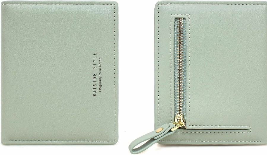 SUMGOGO Wallets | Sumgofo Small Wallet For Women Slim Leather Card Holder Rfid Mini Bifold Short Front Zipper Pocket Coin Purse (Mint Green)