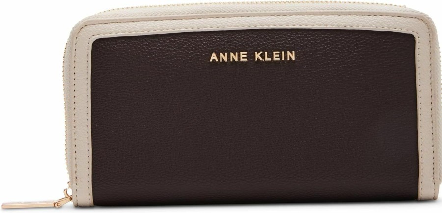 Anne Klein Wallets | Anne Klein Ak Large Curved Wallet, Espresso/Chalk