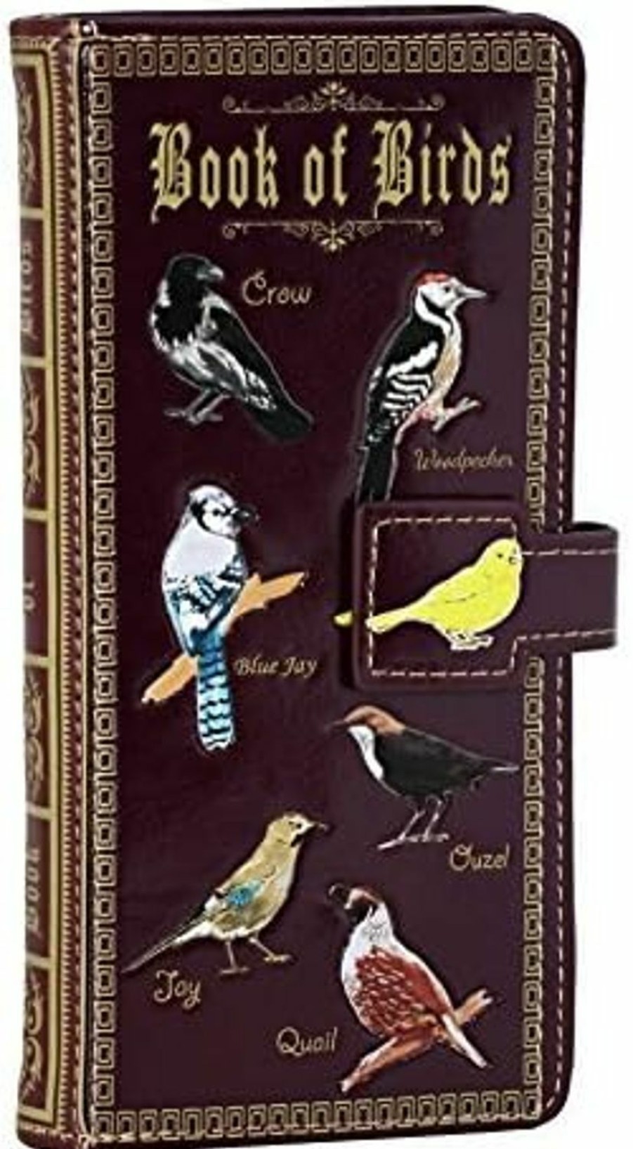 Shag Wear Wallets | Shag Wear Book Of Birds Large Wallet For Women 7\" Burgandy