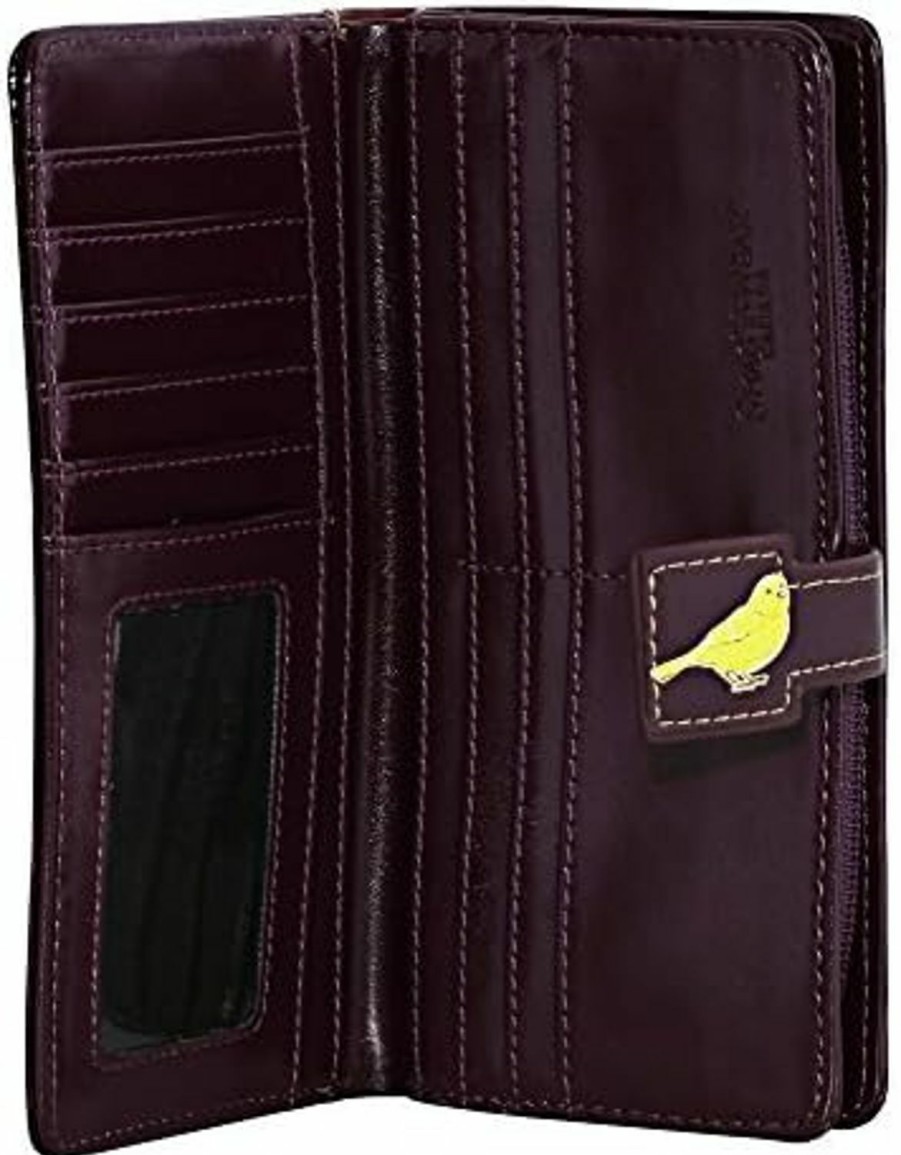 Shag Wear Wallets | Shag Wear Book Of Birds Large Wallet For Women 7\" Burgandy