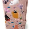 Shag Wear Wallets | Shag Wear Cats In The Garden Large Wallet For Women Faux Vegan Leather 7\" Pink