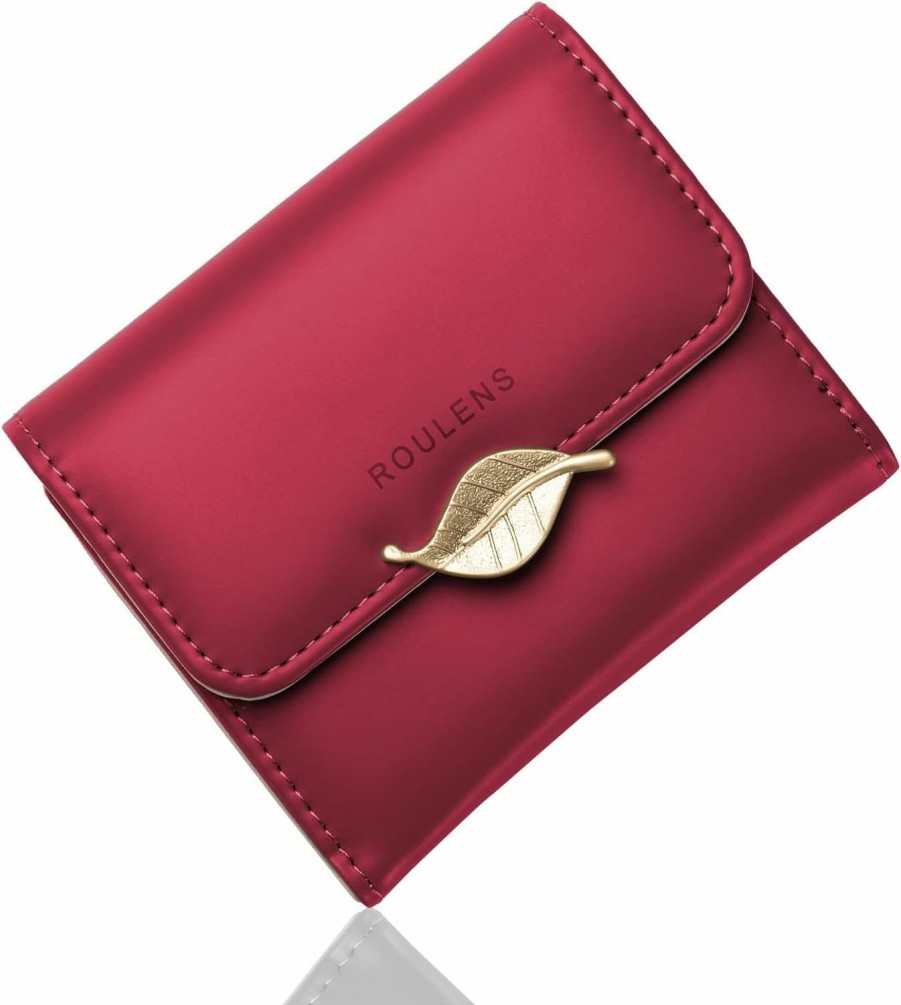 Roulens Wallets | Roulens Small Wallet For Women Rfid Blocking Pu Leather Leaf Pendant Card Holder Organizer Zipper Coin Purse