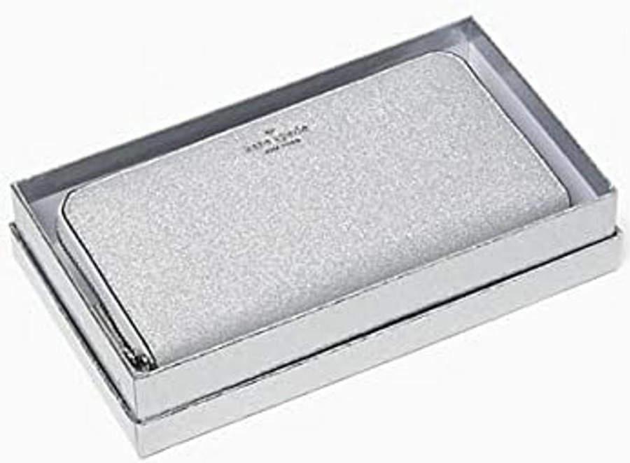 Kate Spade New York Wallets | Kate Spade New York Shimmy Glitter Boxed Large Continental Wallet (Silver)