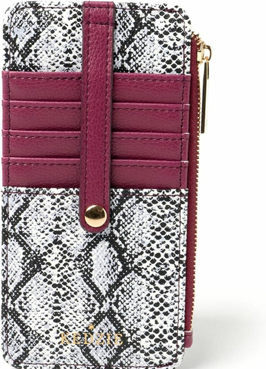 KEDZIE Wallets | Kedzie Essentials Only Women'S Zippered Wallet In Vegan Leather Small Card Holder Wallet Exterior Id Window - Pretty In Python