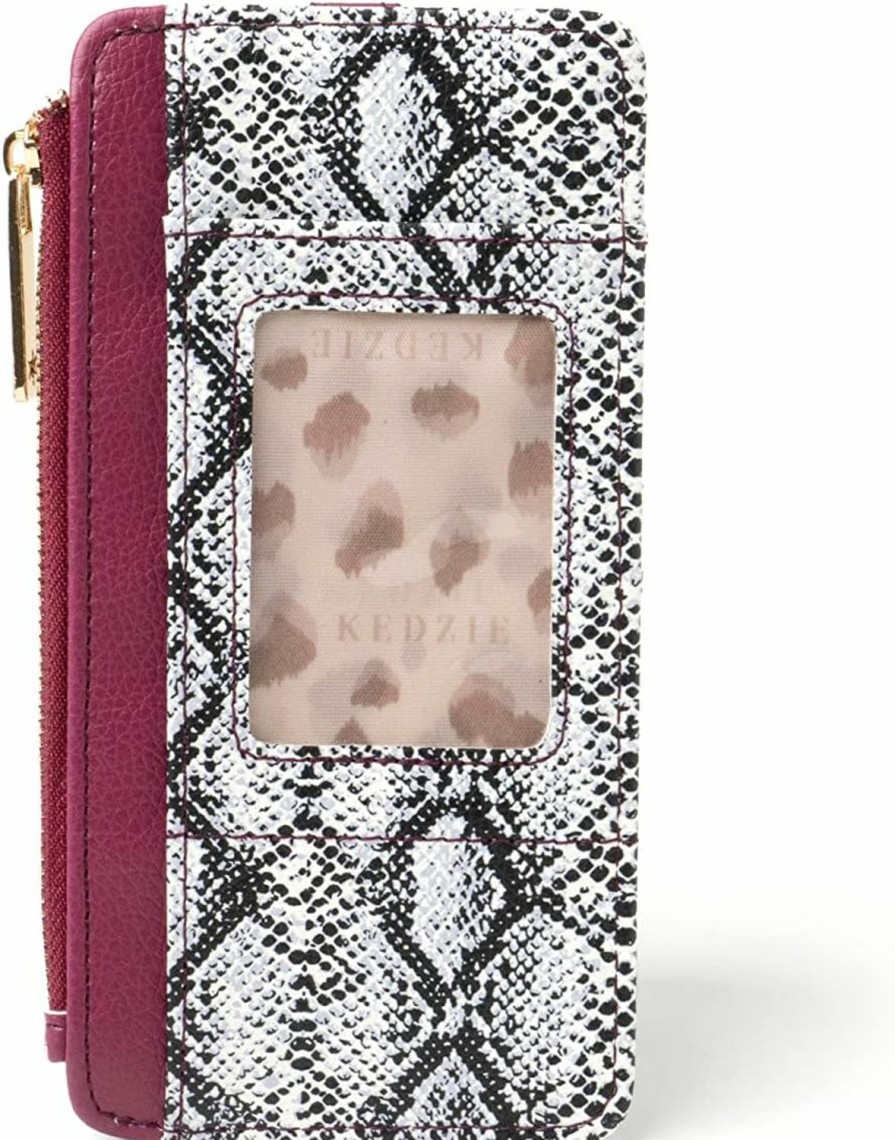 KEDZIE Wallets | Kedzie Essentials Only Women'S Zippered Wallet In Vegan Leather Small Card Holder Wallet Exterior Id Window - Pretty In Python