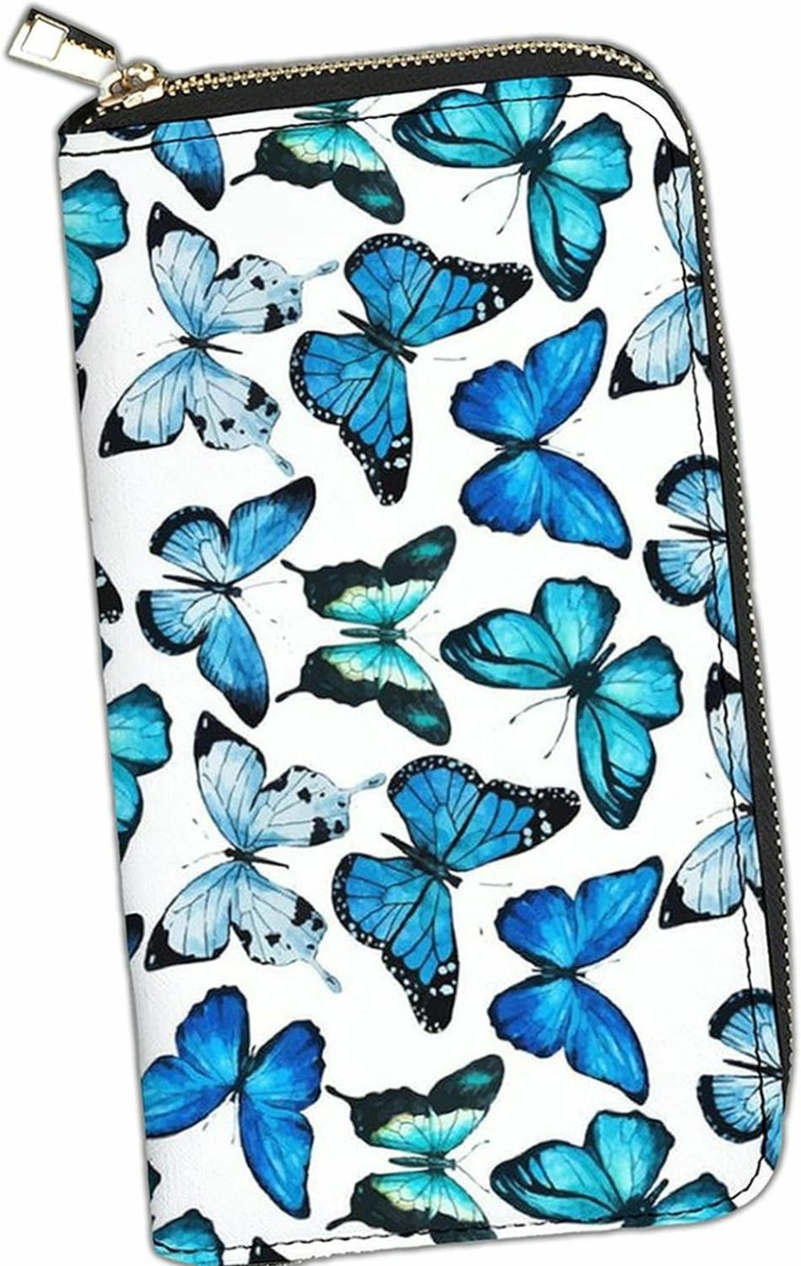 Qwalnely Wallets | Qwalnely Blue Butterfly Wallet Leather For Women Phone Credit Card Storage Purse For Adults