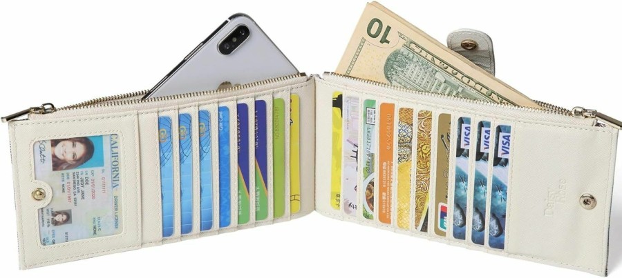 Daisy Rose Wallets | Daisy Rose Women'S Multi-Card Wallet - Pu Vegan Leather Wallet For Women, Rfid Blocking, Large Capacity With Zipper Pockets - Multiple Colors