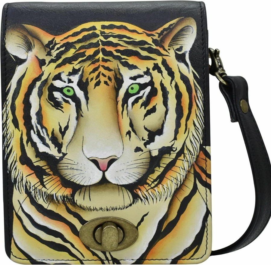 Anna by Anuschka Wallets | Anna By Anuschka Women'S Hand-Painted Genuine Leather Flap Convertible Crossbody/ Belt Bag With Rfid Protection - Bengal Tiger