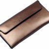 NIGEDU Wallets | Nigedu Women Long Wallet Genuine Cowhide Leather Cards Holder Clutch Purse Phone Bag (Wine Red)