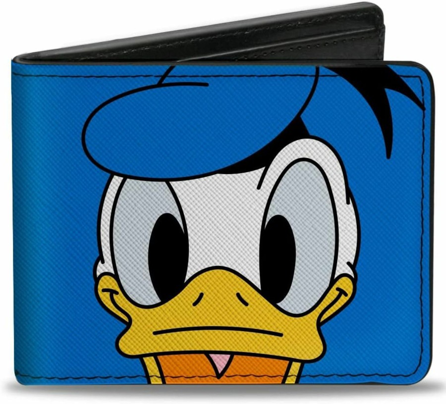 Buckle-Down Wallets | Disney Wallet, Bifold, Disney Donald Duck Face Close Up And Signature Blue, Vegan Leather