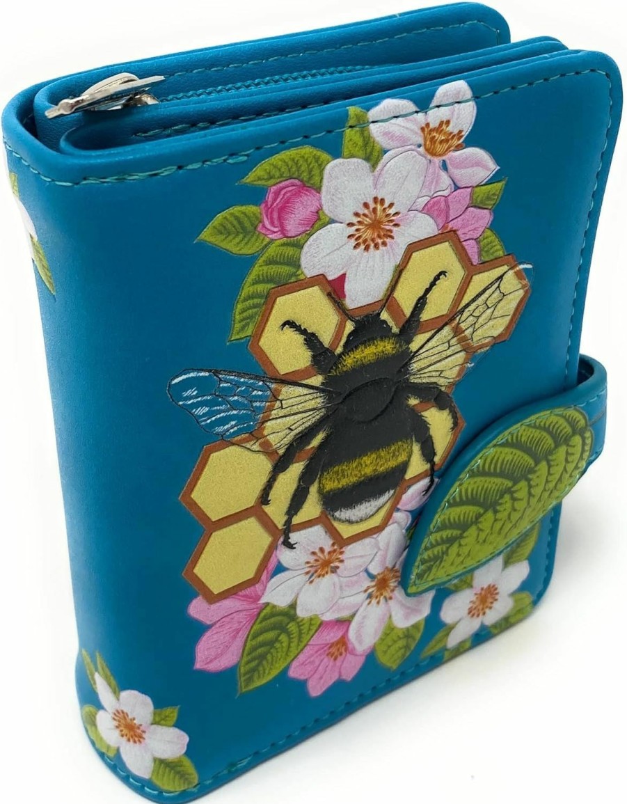 Shag Wear Wallets | Shag Wear Bumble Bee Tattoo Small Insect Wallet For Women And Teen Girls Vegan Faux Teal 4.5\"