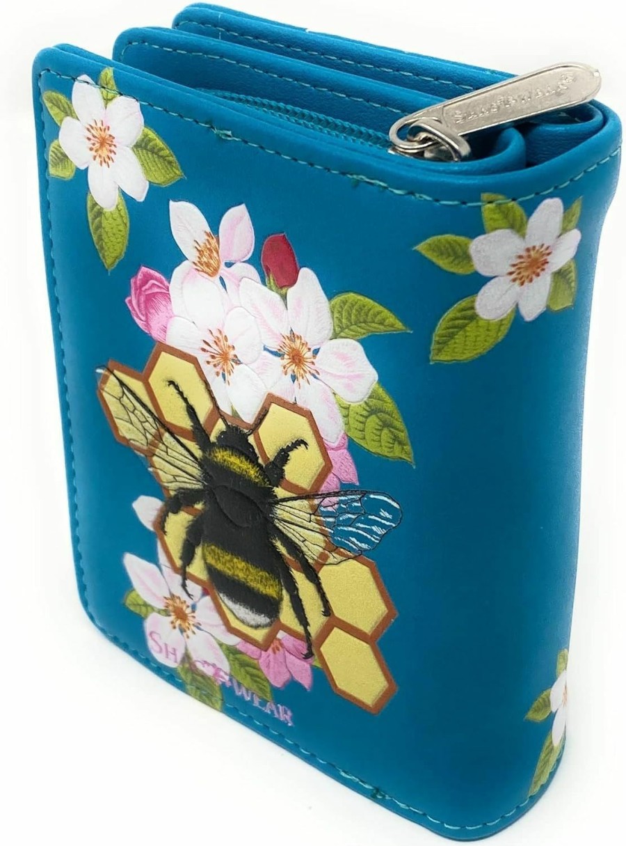 Shag Wear Wallets | Shag Wear Bumble Bee Tattoo Small Insect Wallet For Women And Teen Girls Vegan Faux Teal 4.5\"