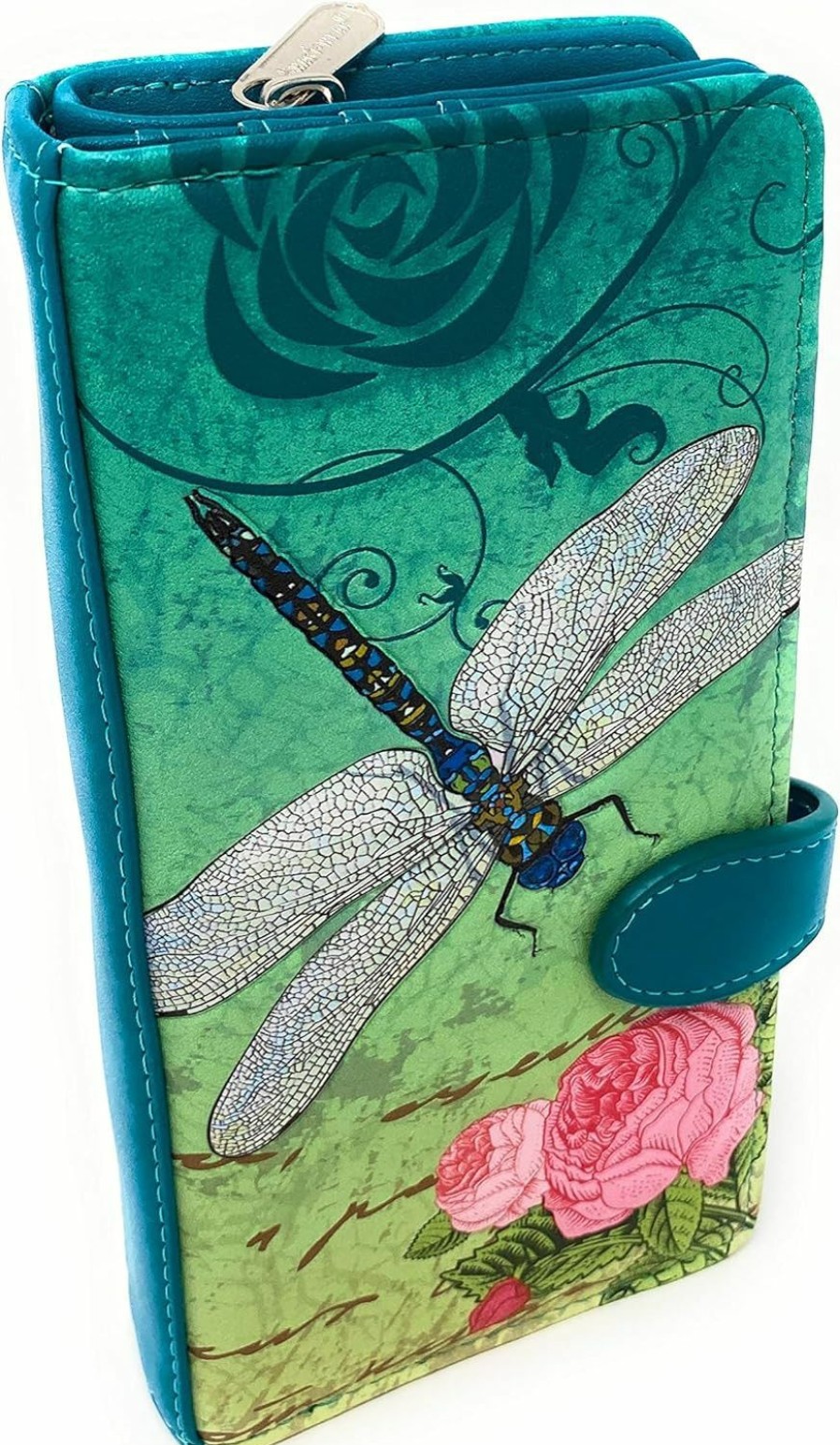 Shag Wear Wallets | Shag Wear Vintage Dragonfly Large Wallet For Women 7\" Teal