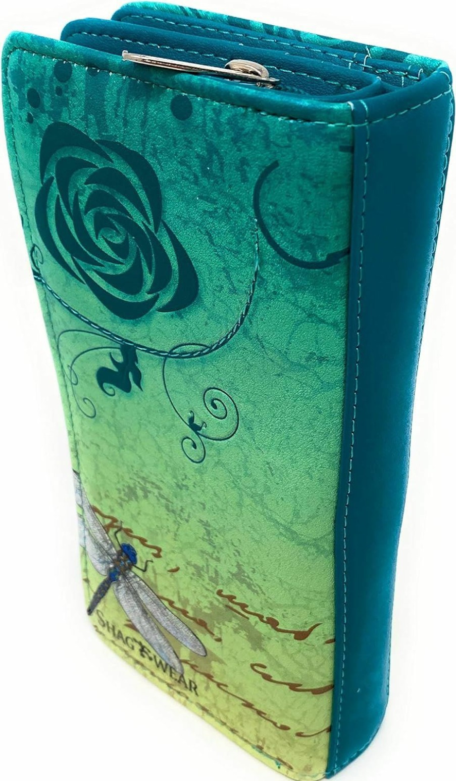 Shag Wear Wallets | Shag Wear Vintage Dragonfly Large Wallet For Women 7\" Teal