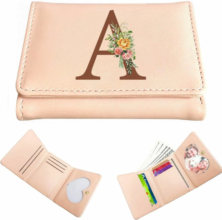 Rvelidode Wallets | Small Wallet For Women,Wallets For Women Small Size,Christmas Gifts, Cute Small Leather Pocket Wallet For Women, Monogrammed Gifts For Women Mom Grandma Initial A (Baby Pink)