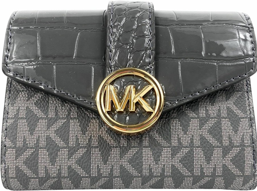 Michael Kors Wallets | Michael Kors Carmen Medium Flap Bifold Wallet In Heather Grey Multi