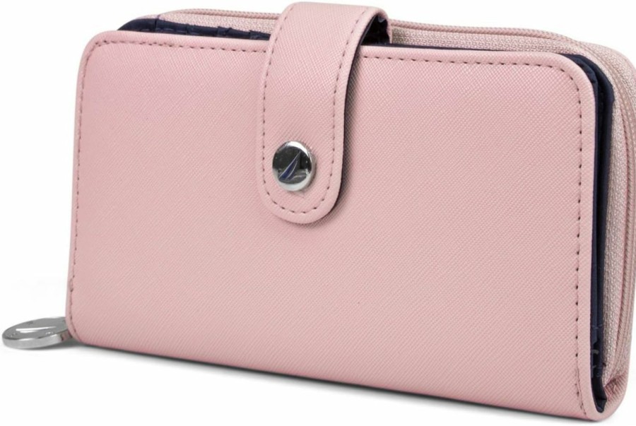 Nautica Wallets | Nautica Be Shore Womens Wallet Rfid Blocking Zip Around Clutch (Aloha (Pink))