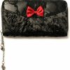 Lost Queen Wallets | Lost Queen Victorian Gothic Princess Velvet Skull Flocked With Bows Zip Around Wallet