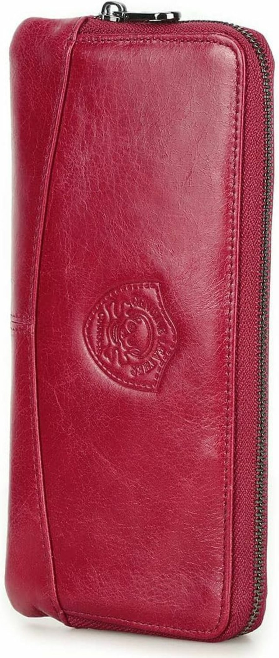 Contacts Wallets | Contacts Skull Wallet For Women Leather Clutch Wallets Gothic Zipper Card Holder Passpost Phone Purse With Rfid Blocking (Red)