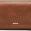 Fossil Wallets | Fossil Women'S Logan Leather Rfid-Blocking Flap Clutch Wallet For Women