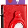 Generic Wallets | Airtag Wallet, Slim Wallet For Apple Air Tag, Rfid Blocking Magnetic Pu Leather Smart Wallet Airtag Tracker Case (Red)