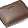 HISCOW Wallets | Hiscow Metal Zipper Slim Sector Wallet With 2 Card Slots Italian Calfskin (Brown) , Small