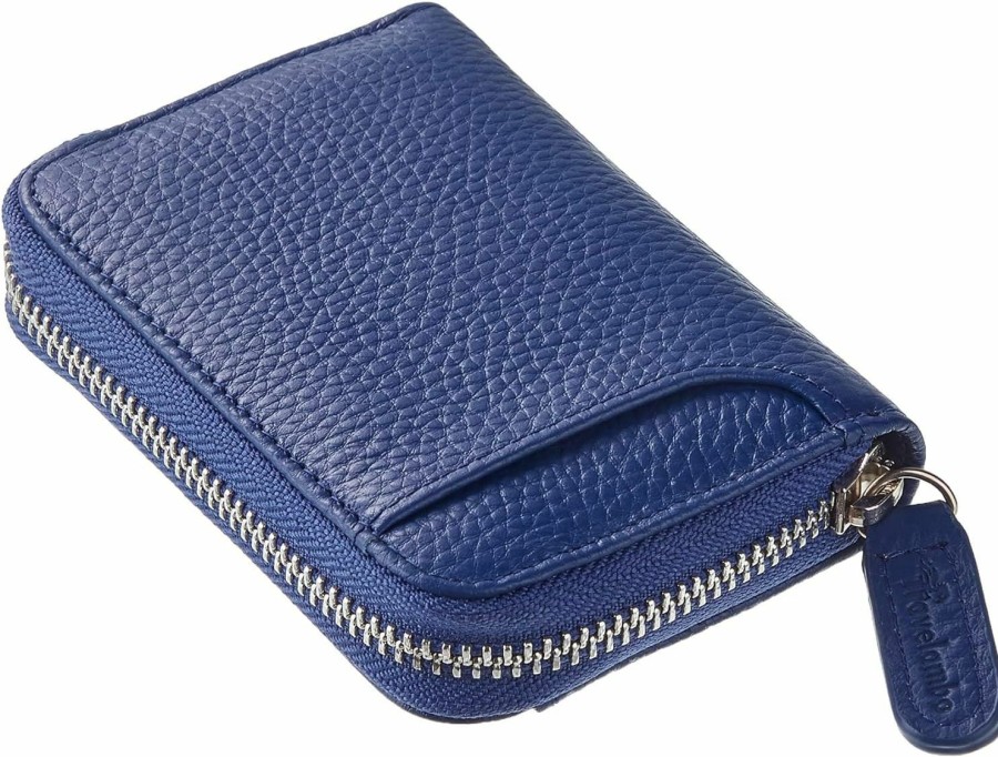 Travelambo Wallets | Travelambo Genuine Leather Coin Case Small Wallet Ykk Zipper(Navy Blue)