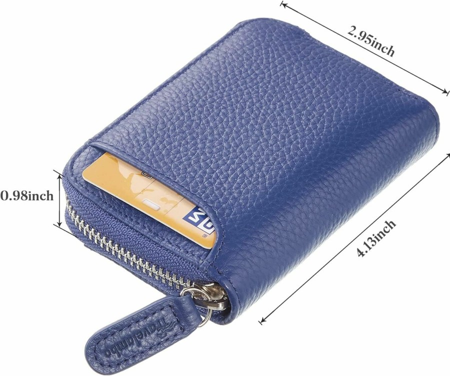 Travelambo Wallets | Travelambo Genuine Leather Coin Case Small Wallet Ykk Zipper(Navy Blue)