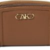 Anne Klein Wallets | Anne Klein Small Ak Bevel Logo Curved Wallet, Chestnut