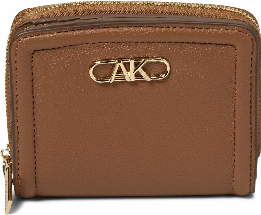 Anne Klein Wallets | Anne Klein Small Ak Bevel Logo Curved Wallet, Chestnut