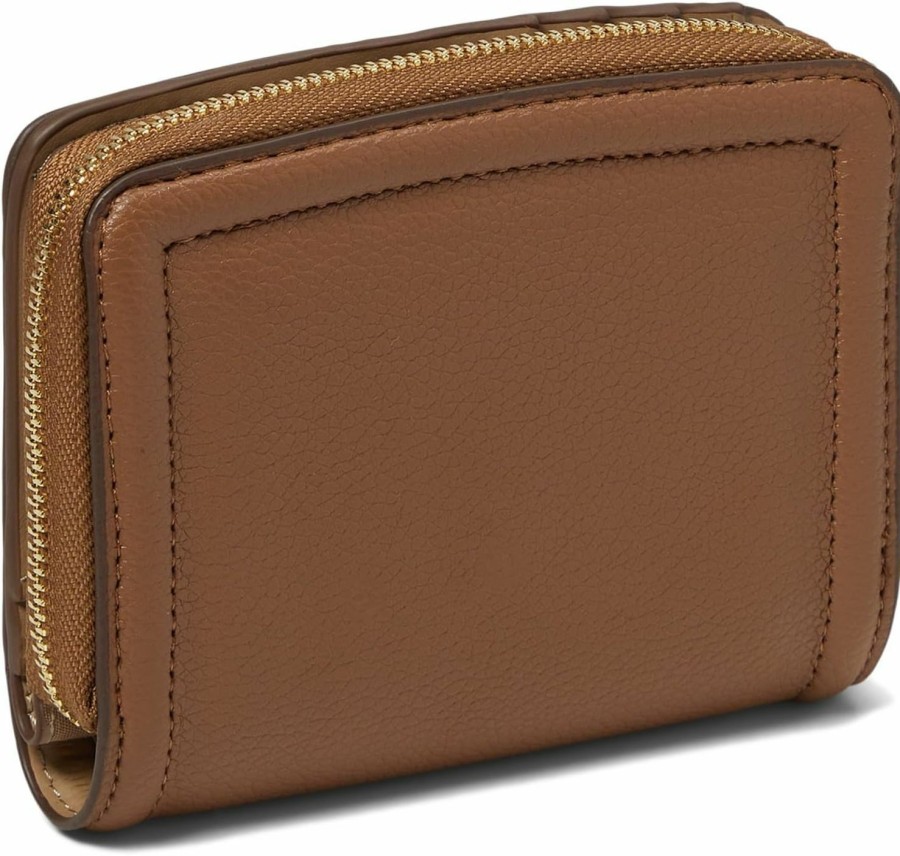 Anne Klein Wallets | Anne Klein Small Ak Bevel Logo Curved Wallet, Chestnut