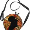 ALAZA Wallets | Alaza Africa Map On Ethnic Pattern Round Crossbody Bag Canvas Purse Messenger Bag