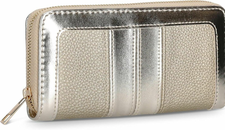 Couture Gems Wallets | Couture Gems Gold Metallic Purse Bag Women Wallet Womens Clutch Wallet For Women With Phone Holder Coin Ladies Purses Organizer With Zipper