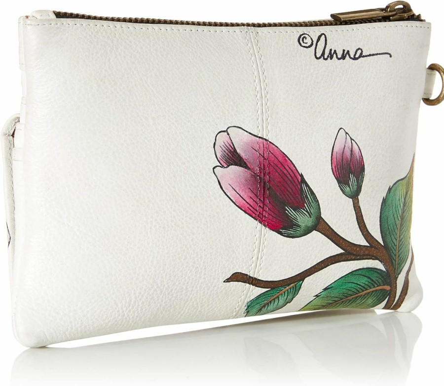 Anna by Anuschka Wallets | Anna By Anuschka Hand-Painted Genuine Leather Wristlet Organizer Wallet - Peony Ivory