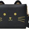 VOVEWAN Wallets | Vovewan Fashion Girls Cute 3D Cat Trifold Glitter Ears Wallet With Tail Pu Leather Wallet Coin Purse Id/Photo Window Credit Card Holder With Zipper Pocket (Black)