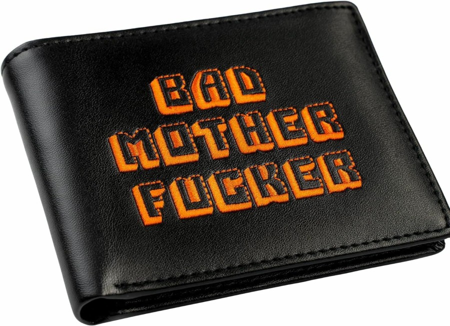 Miramax, LLC Wallets | Miramax Officially Licensed Black/Orange Embroidered Bad Mother Leather Wallet