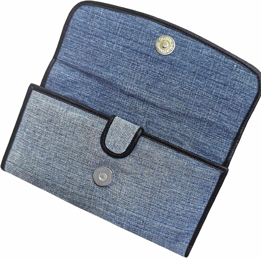 Bijoux de Ja Wallets | Bijoux De Ja Upcycling Blue Denim Large Capacity Money Flap Roomy Long Wallet Purse For Women Bmw014