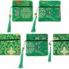 Onukaly Wallets | Onukaly 5Pcs Jewelry Silk Purse Pouch, Chinese Silk Style Zipper Brocade Embroidered Bag For Women Coin Wallet (Green)