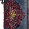 AEGGEAI Wallets | Aeggeai Women Long Wallet Vintage Embossing Ethnic Style Card Holder Genuine Leather Clutch Large Capacity Multi Pocket Purse (Black)