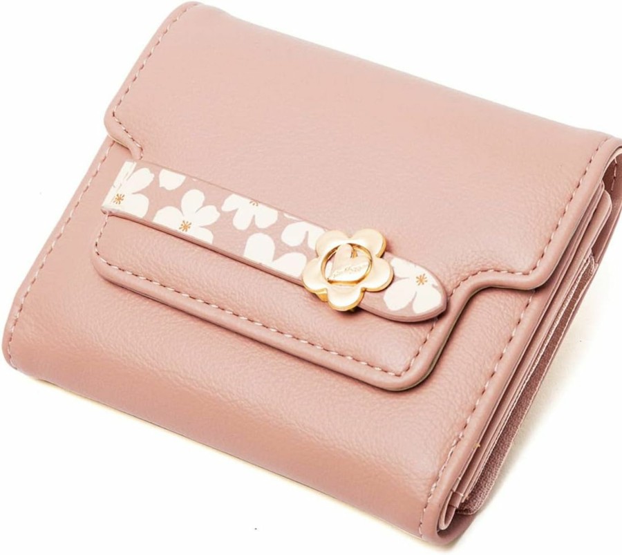 TOPKULL Wallets | Topkull Wallets For Women Rfid Small Womens Wallet Trifold Flower Leather Ladies Wallet With Card Holder&Zipper Coin Purse (Pink)