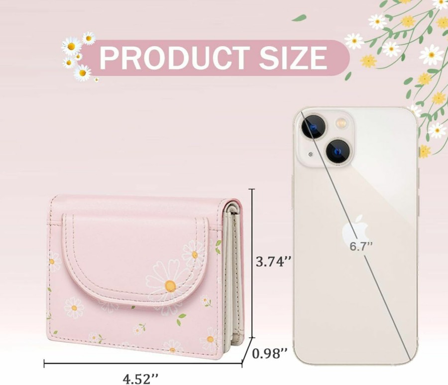 Sunwel Fashion Wallets | Sunwel Fashion Cute Daisy Flowers Print Wallets With Exterior Coin Purse Bifold Small Wallet With Credit Card Holder Id Window (Beige)