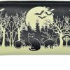 Lost Queen Wallets | Lost Queen Woodland Wallet Black Cats & Bats Skull Charm Gothic Wiccan Vegan Zip Around Wallet