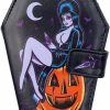 kreepsville 666 Wallets | Kreepsville 666 Gothic Elvira Mistress Of The Dark Halloween Pumpkin Pin-Up Coffin Wallet