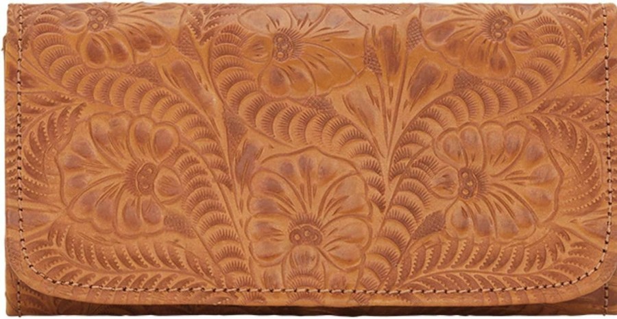 American West Wallets | American West Women'S Tri-Fold Leather Wallet Billfold For Women (Tan)