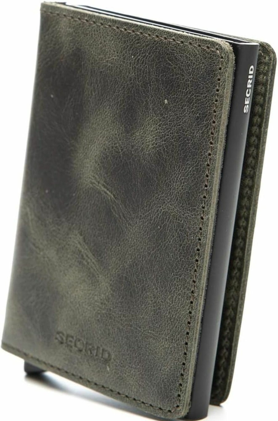 SECRID Wallets | Secrid - Slim Wallet Genuine Vintage Leather Rfid Safe Card Case For Max 12 Cards (Olive-Black)