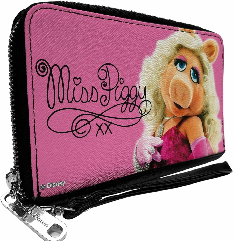 Buckle-Down Wallets | Buckle-Down Disney Wallet, Zip Around, The Muppets Miss Piggy Portrait And Autograph Pink, Vegan Leather