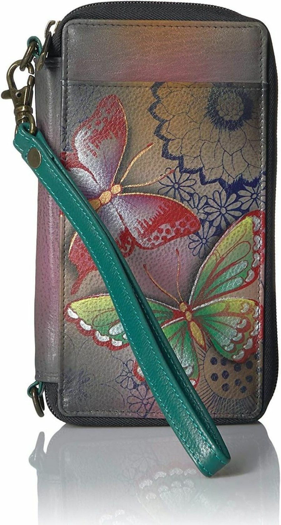 Anna by Anuschka Wallets | Anna By Anuschka Women'S Hand-Painted Genuine Leather Smartphone Case & Wallet - Butterfly Paradise