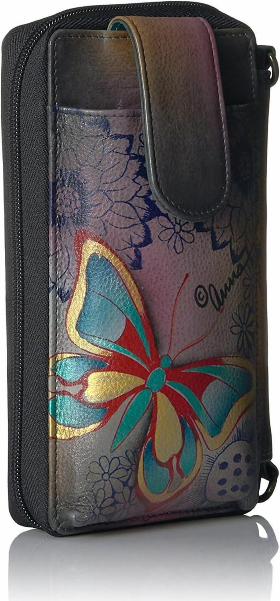 Anna by Anuschka Wallets | Anna By Anuschka Women'S Hand-Painted Genuine Leather Smartphone Case & Wallet - Butterfly Paradise